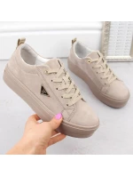 Skórzane zamszowe półbuty na platformie Filippo W PAW315C beżowe