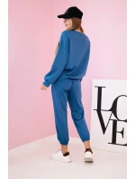 Komplet teplákové + kalhoty máslová látka denim