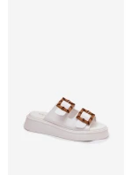 Eko Kožené Sandály Dámské Na Platformě S Přezkami Bílé Xanivia Eko Kožené Sandály Dámské Na Platformě S Přezkami Bílé Xanivia