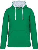 Kariban K 446 Kontrastní mikina s kapucí 20.K446 light kelly green/white