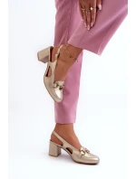 Kožené sandály na podpatku Maciejka 06419-25 Zlaté