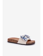 Dámské pantofle s mašlí na korkové platformě modré Lisandrea