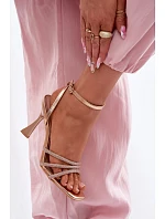 Dámské sandály na podpatku se zdobenými pásky Šampaňské Gedira