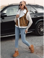 Dámská semišová vesta s ovčí kůží WOOLZIP camel FashionStreet TY4741