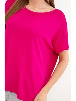Dámská viskózová oversize halenka s krátkým rukávem a kulatým výstřihem fuchsiová Dámská viskózová oversize halenka s krátkým rukávem a kulatým výstřihem fuchsiová