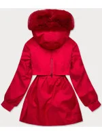 Červená dámská zimní bunda s odepínací kožešinovou podšívkou (b2715-4)
