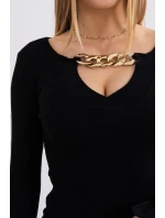 Šaty se zlatým řetízkem černé