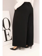 Dámské bavlněné kalhoty Plus Size s širokými nohavicemi a volným střihem černé