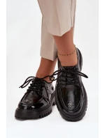 Lakované kožené dámské polobotky s přezkami Artiker 57C0333 Černé