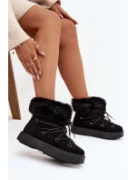 Sněhule s kožíškem a šněrováním Černé Sarivie