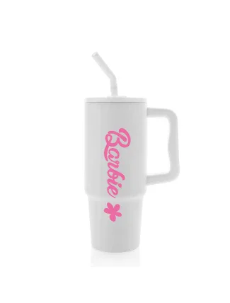 BARBIE - bílý  cestovní termohrnek 900 ml  