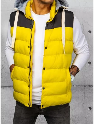 Pánská vesta s kapucí žlutá FashionStreet TX4321