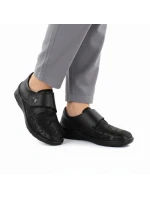 Kožené elastické polobotky na suchý zip černé Unisoft 8435