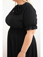 Dámské šaty Plus Size s výstřihem do V a s nařaseným pasem černá