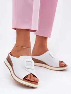 Dámské kožené pantofle na klínu Artiker 56C2149 oranžové