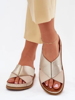 Kožené Dámské Sandály Na Platformě Maciejka L4986-37 Béžovo-Zlaté