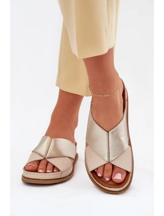 Kožené Dámské Sandály Na Platformě Maciejka L4986-37 Béžovo-Zlaté