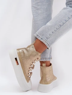 Dámské tenisky na platformě se zlatými přezkami Gracella