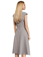 M296 Šaty s obrácenými záhyby - ecru barva M296 Šaty s obrácenými záhyby - ecru barva