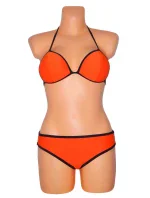 Dámské plavky dvoudílné sexy bikiny TRIANGLE zdobené černými lemy oranžové - Oranžová - OEM