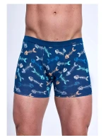 Pánské boxerky Tattoo Fishbone 280/247 Tmavě modrá vzor - Cornette