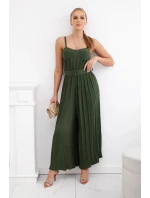 Plisovaný overal s ramínky khaki Plisovaný overal s ramínky khaki