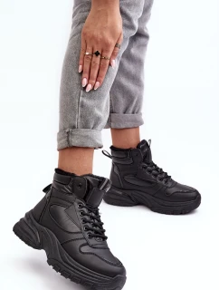 Ocieplané dámské sportovní šněrovací boty černé Dejana