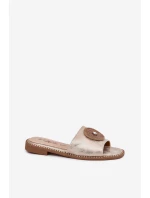 Dámské Pantofle Na Plochém Podpatku S Dekorací S.Barski KV51-013 Zlaté