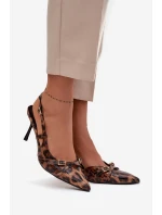 Lodičky s odhaleným patou a pásky leopardí hnědé Ravira