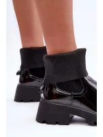 Dámské lesklé boty s kotníkem černé Pavo Dámské lesklé boty s kotníkem černé Pavo