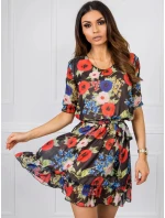 Dámské šaty LK SK 507626.70 černé s květinami - FPrice