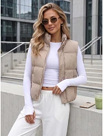 Dámská zateplená vesta bez kapuce, tmavě béžová, FashionStreet TY5727 Dámská zateplená vesta bez kapuce, tmavě béžová, FashionStreet TY5727