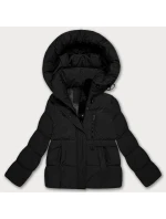 Černá volná péřová dámská bunda s kapucí S'West (B8529-1)