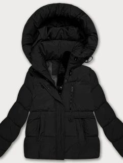 Černá volná péřová dámská bunda s kapucí S'West (B8529-1)