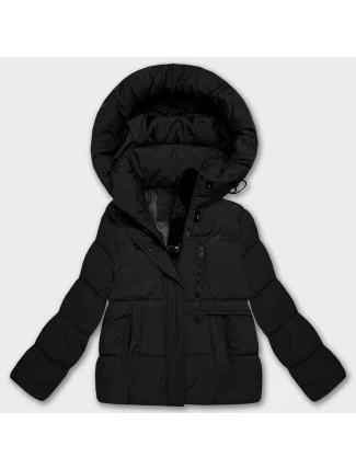 Černá volná péřová dámská bunda s kapucí S'West (B8529-1)