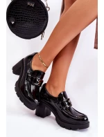 Elegantní boty na sloupu Se Stříbrným Ornamentem Černe Harmell