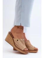 Dámské pantofle na podpatku Sergio Leone KL213 Beige