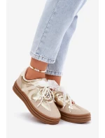 Dámské Tenisky Na Platformě S Ozdobami Béžovo-Zlaté Vinness Dámské Tenisky Na Platformě S Ozdobami Béžovo-Zlaté Vinness