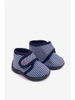 Dětské pantofle na suchý zip pruhované tmavě modré Lavelle