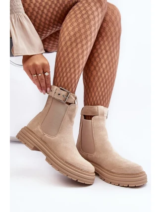 Semišové boty Chelsea na masivní podrážce, světle béžové Ozaro Semišové boty Chelsea na masivní podrážce, světle béžové Ozaro