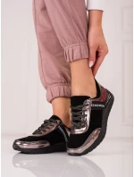 Praktické šedo-stříbrné tenisky dámské bez podpatku Praktické šedo-stříbrné tenisky dámské bez podpatku