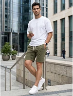 Pánské teplákové kraťasy s tkaničkou, khaki, FashionStreet SX2627
