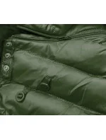 Prošívaná dámská zimní bunda v khaki barvě s kapucí (w750-1)