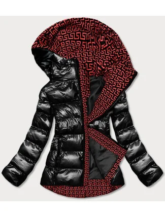 Černá dámská metalická bunda s kapucí (xw808x)