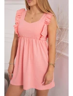 Šaty s volánky na bocích meruňková