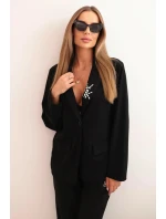 Dámská souprava s viskózou a ozdobami a elastickými kalhotami černý