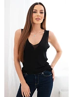 Dámská viskózová halenka bez rukávů s výstřihem do V černá