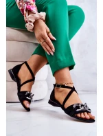 Dámské semišové sandály s řetízkem Laura Messi 2365 Černá Dámské semišové sandály s řetízkem Laura Messi 2365 Černá