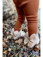 Dívčí teplé sněhule s mašlemi Béžove Meriva