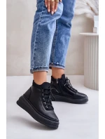 Lehké Kožené Sportovní Boty Na Platformě Artiker 55C1041 Černé